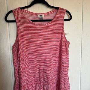 Old Navy Red Striped Peplum Tank • XL • Soft Knit Summer Top